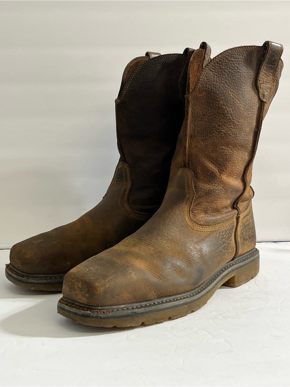 Ariat Men's Brown Leather Work Boots - Classic Pull-On Style steel toe